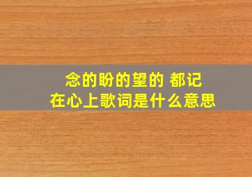 念的盼的望的 都记在心上歌词是什么意思